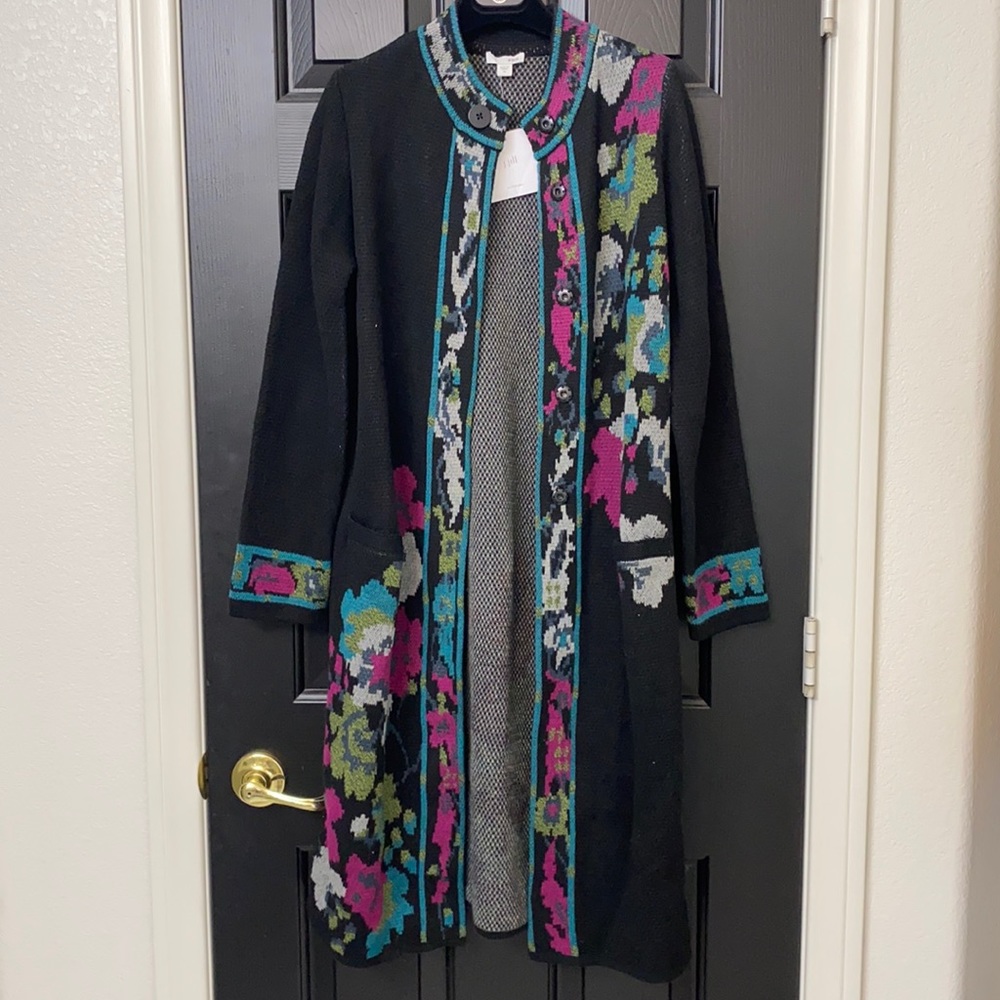 Black floral cardigan